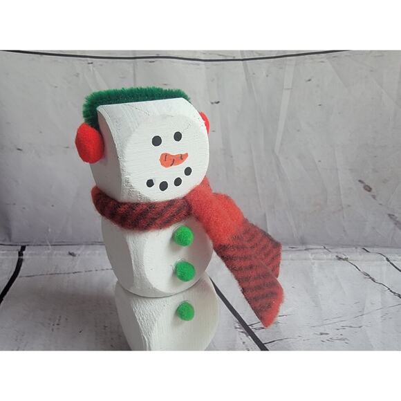Wooden Handmade Snowman Freestanding Winter Tiered Tray Home Decor Shelf Sitter - Picture 3 of 6